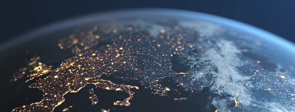 Embedding Global Readiness Header featuring a shot of the earth from space at night
